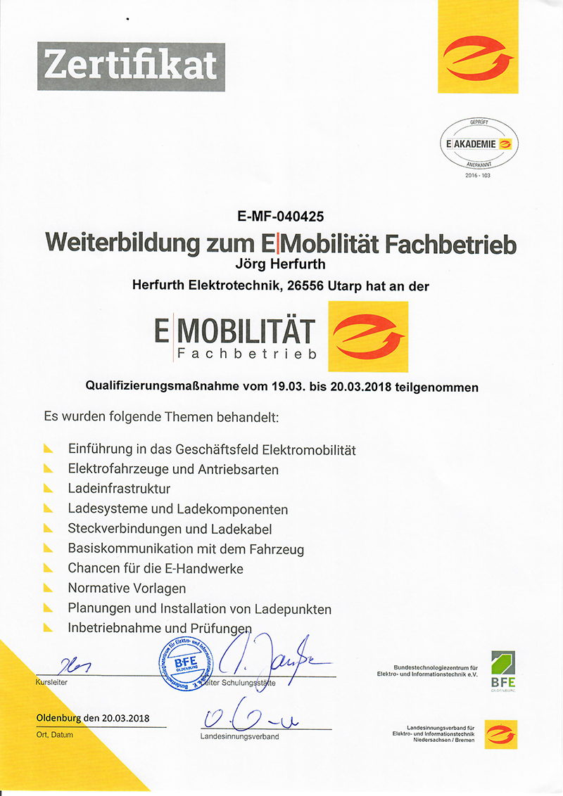 Zertifikat E-Mobilität[2267]